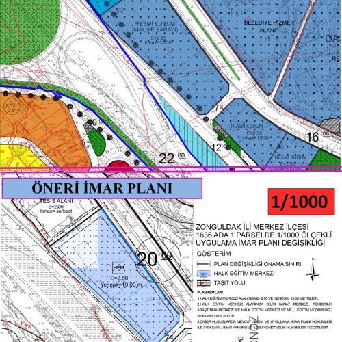 Çınartepe Mahallesi, 1636 ada 1 parsele ilişkin 1/5000 ölçekli Nazım İmar Planı Değişikliği ile 1/1000 ölçekli İmar Planı Değişikliği