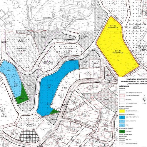 Terakki Mahallesi, 1708 ada, 2 nolu parsel, 1712 ada, 1 nolu parsel ile 1715 ada 2, 4 ve 5 nolu parsellere ilişkin1/1000 ölçekli Uygulama imar planı değişikliği