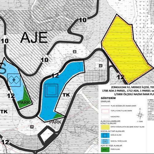 Terakki Mahallesi, 1708 ada, 2 nolu parsel, 1712 ada, 1 nolu parsel ile 1715 ada 2, 4 ve 5 nolu parsellere ilişkin 1/5000 ölçekli Nazım İmar Planı Değişikliği 
