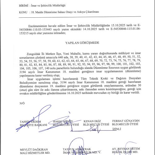 İmar Uygulaması Askı Duyurusu