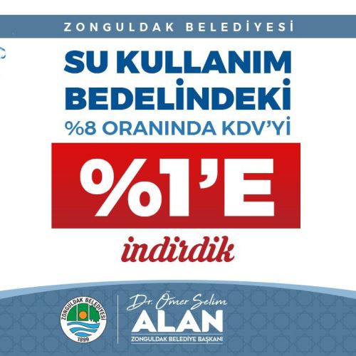 Su Kullanım Bedelinde KDV'yi Yüzde 1'e İndirdik