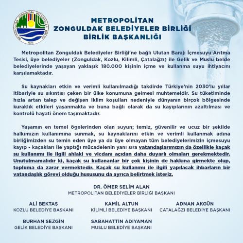 Metropolitan Belediyeler Birliği'nden Kamuoyuna Bildiri