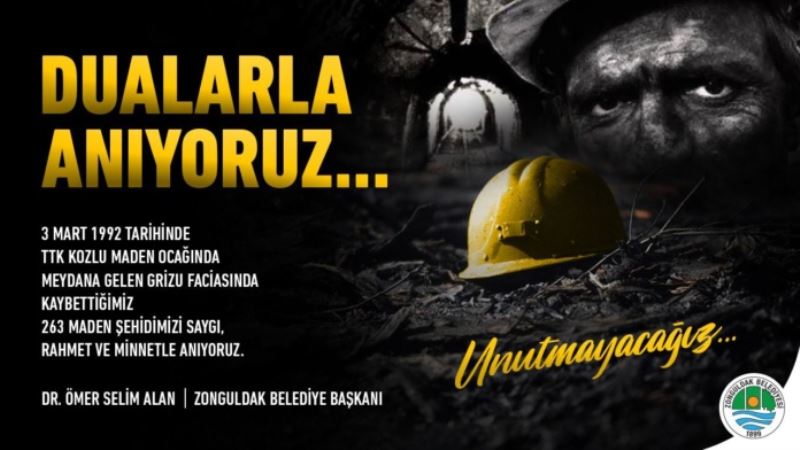 3 Mart 1992 yılında, TTK Kozlu Maden Ocağı’nda meydana gelen grizu faciasında kaybettiğimiz 263 maden şehidimizi saygı, rahmet ve minnetle anıyoruz.