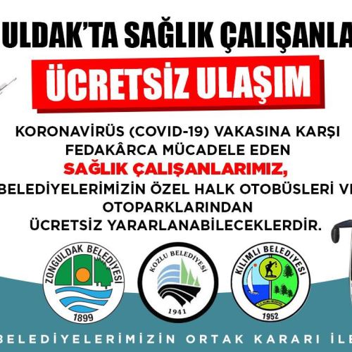 Zonguldak'ta Sağlık Çalışanlarına Ücretsiz Ulaşım