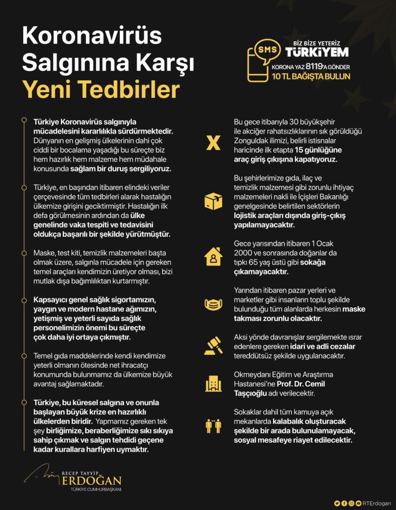 Koronavirüs Salgınına Karşı Alınan Yeni Tedbirler
