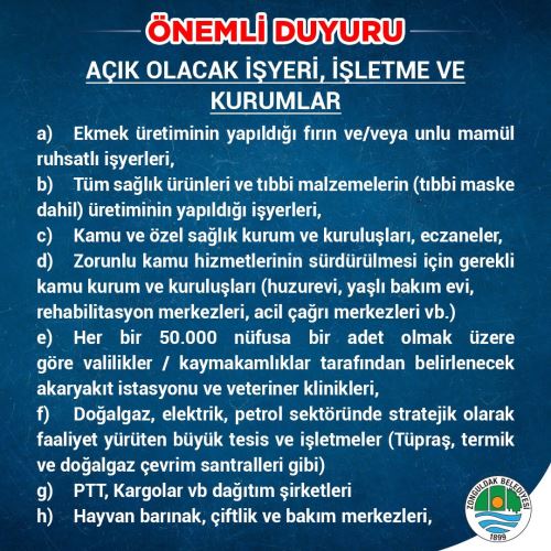 Sokağa Çıkma Yasağına İlişkin Duyuru